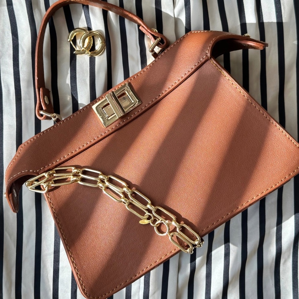 Ainaz Studio small fashion handbag for fall, crossbody, handmade, brown bag - Picture 3 of 5